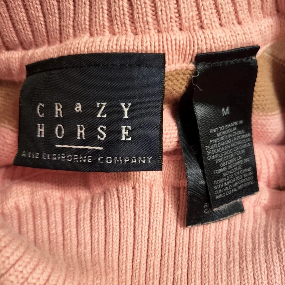 Liz Claiborne Crazy Horse Pink and Brown Cowl Neck Sweater - Picture 2 of 5